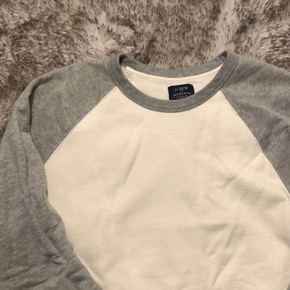 Mens JCrew sweater / sweatshirt in grey and white. Size L.